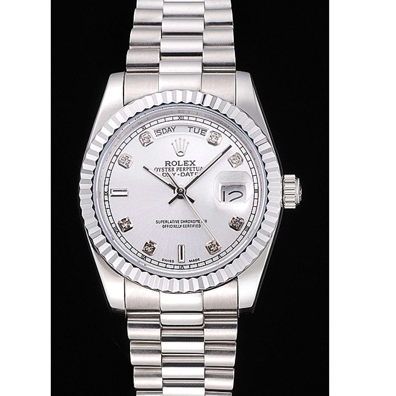 Day-Date Dial Steel Stainless Silver Polished Rolex 1025